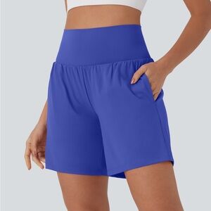 NWT HALARA Softly Zero Blue Super High Waisted Cool to Touch  7” Yoga Shorts XL